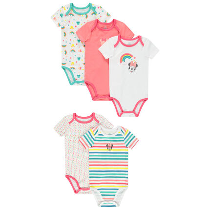 Lot De 5 Bodies Manches Courtes Print Minnie Disney Pour Bebe Fille Orchestra Fr