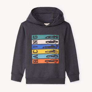 Sweat en molleton uni avec print et puff print fantaisie pour garçon 