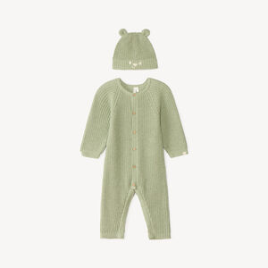 Ensemble 2 pièces combinaison + bonnet en tricot pour bébé garçon 