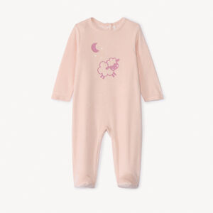 Dors-bien uni en velours à motif fantaisie pour bébé fille 