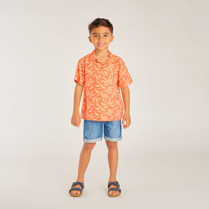 Chemise manches courtes à col cubain imprimé fantaisie pour garçon 
