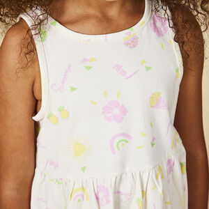Robe sans manches imprimé fantaisie pour fille 