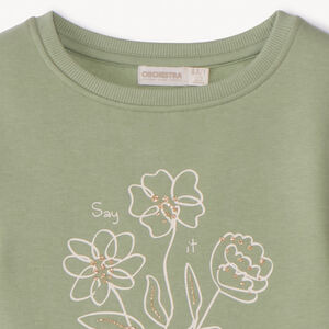 Sweat molleton uni à print pailleté pour fille 