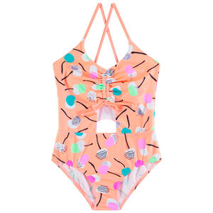 Maillot de bain 1 pièce à imprimés et découpes fantaisie pour fille  