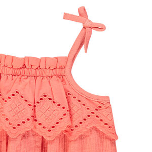 Combinaison courte en gaze de coton et broderie anglaise 