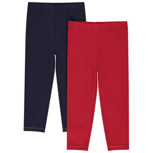 Lot de 2 leggings unis en coton pour bébé fille 