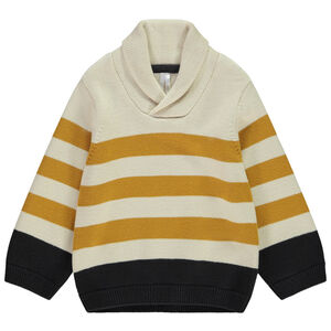 Pull manches longues en tricot et à rayures avec col croisé pour garçon 