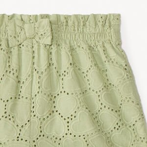 Short uni en broderie anglaise et nœud fantaisie pour bébé fille 