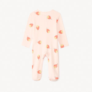 Dors-bien zippé à imprimé fraises + bavoir pour bébé fille 