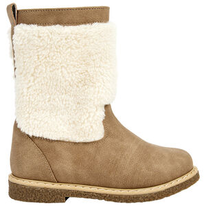 Bottes beiges à zip avec moumoute pour fille 