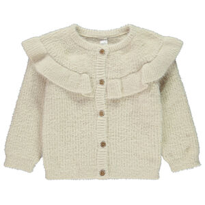Gilet uni en tricot avec empiècement volanté pour bébé fille 
