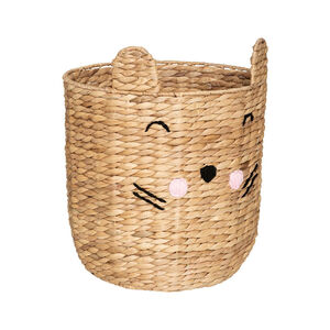 Panier de rangement naturel tressé Chat avec oreilles 