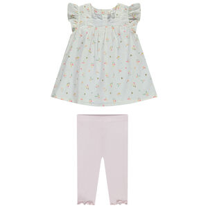 Ensemble 2 pièces avec tunique imprimé fleurs pour bébé fille 