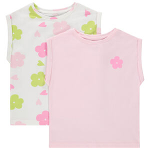 Lot de 2 t-shirts manches courtes forme boîte pour fille 
