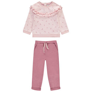 Ensemble jogging + sweat fantaisie à volants pour bébé fille 