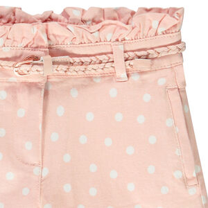 Short en twill imprimé fantaisie avec ceinture tressée pour fille 