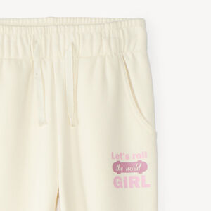 Pantalon de jogging fille en molleton uni à print 