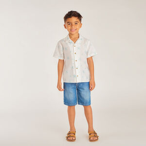 Chemise à manches courtes col cubain imprimé étoiles de mer pour garçon 