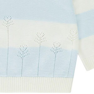 Pull en tricot rayé avec fleurs ajourées pour bébé fille 