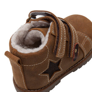 Bottillons en cuir avec scratchs et doublure sherpa 