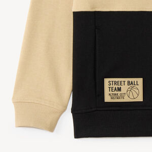 Sweat à capuche garçon col zippé bicolore  