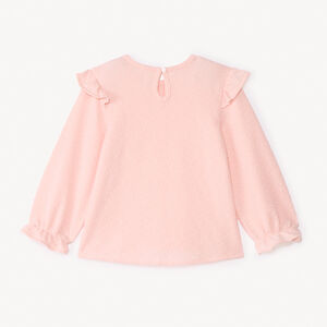 Tunique manches longues uni à volants pour bébé fille 