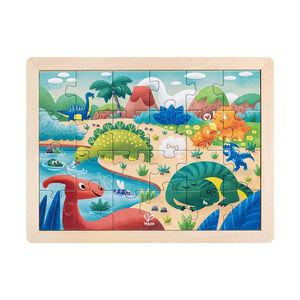 Puzzle dinosaures 24 pièces 2 en 1 avec coloriage 