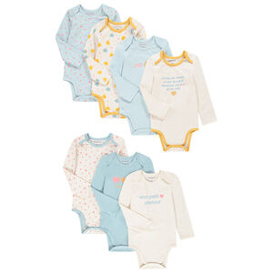 Lot de 7 bodies manches longues en jersey fantaisie  