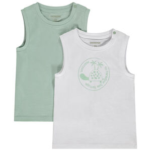 Lot de 2 débardeurs uni et fantaisie pour bébé garçon 