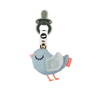 Attache-sucette peluche Oiseau Bleu 