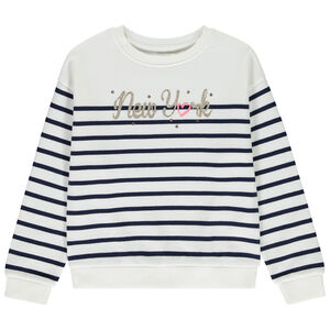 Sweat à rayures avec écriture pailletée pour fille  