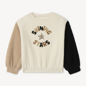 Sweat bi-matière semi-oversize avec broderies pour fille  