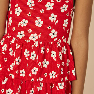 Robe sans manches imprimée et volantée à dos croisé pour fille 