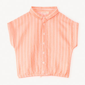 Chemise manches courtes en toile à rayures pour fille 