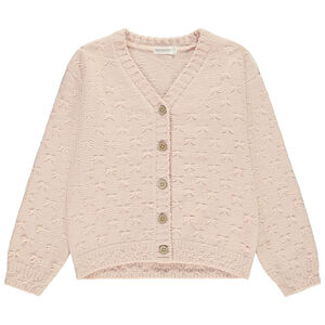 Gilet uni en tricot fantaisie demi-oversize pour fille 