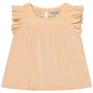 T-shirt manches courtes avec broderie anglaise pour fille 