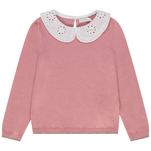 Pull à col claudine en broderie anglaise pour fille 
