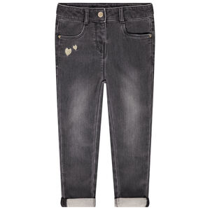 Jean slim broderie coeurs pour bébé fille 