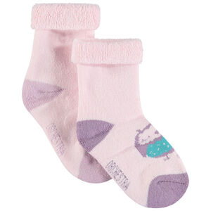 Lot de 2 paires de chaussettes assorties motif hérisson et hibou en jacquard 