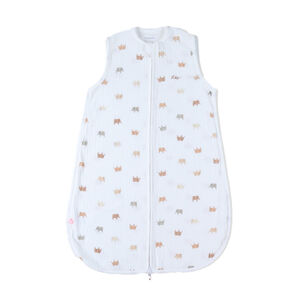 Gigoteuse TOG 1 en mousseline 70cm imprimé éléphants blanc 