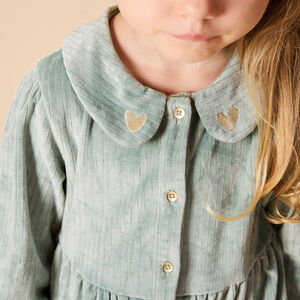 Robe manches longues volantée en velours côtelé pour bébé fille 