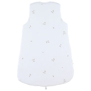 Gigoteuse sans manches 70cm Mousseline bio ouatinée Brodée Blanc 