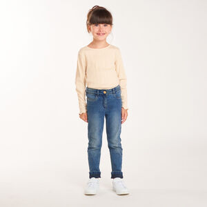 Jean slim en denim effet délavé pour fille 