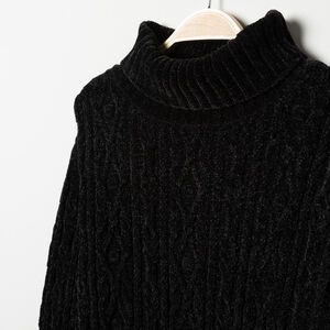 Robe de grossesse noir en maille chenille  