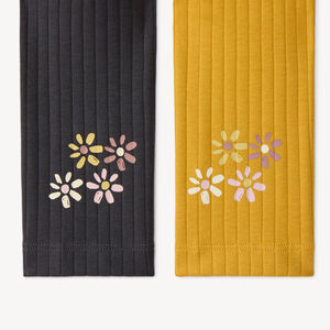 Lot de 3 leggings côtelés fille unis et imprimé 