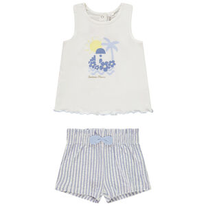 Ensemble court 2 pièces à short rayé pour bébé fille 