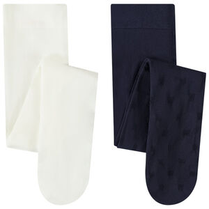 Lot de 2 collants fins en jacquard fantaisie pour bébé fille 