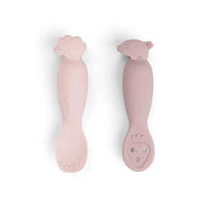 Lot de 2 cuillères 1er âge en silicone Tiny Farm rose 