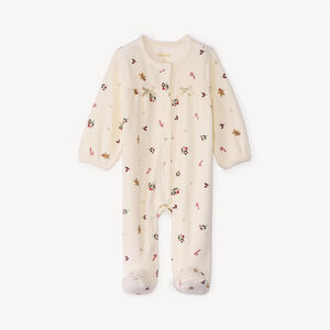 Dors-bien en velours imprimé Noël pour bébé fille avec ouvertures différentes selon l'âge 