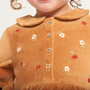 Robe brodée en velours côtelé pour bébé fille 